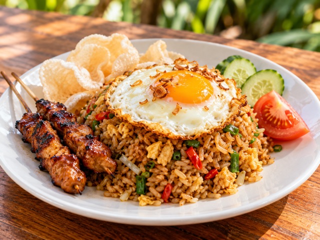 Illustrative Fried Rice (Nasi Goreng) plate